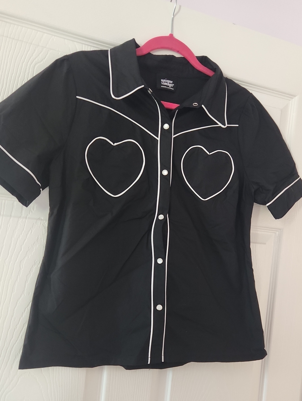Unique Vintage Black Button-Front Western Shirt